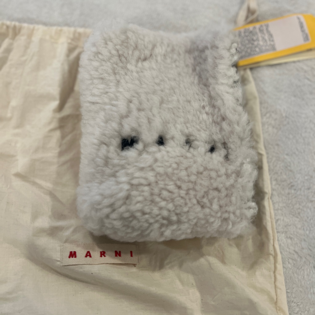 Authentic Marni Brushed Crossbody Bag In White